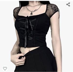 Women's Black Gothic Cropped Tee
